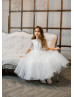 Beaded Ivory Lace Tulle Fairy Flower Girl Dress